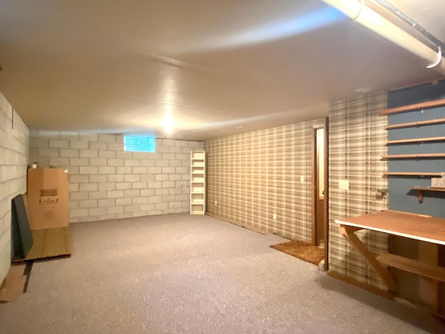 basement with carpet floors