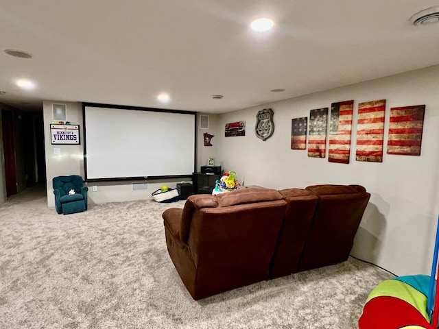 view of carpeted home theater room