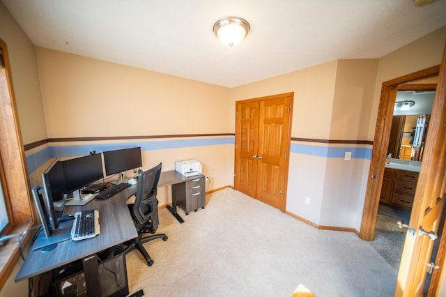 view of carpeted office