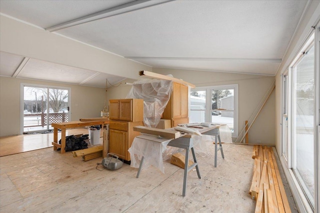 interior space featuring vaulted ceiling