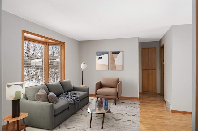 living room featuring light hardwood / wood-style floors