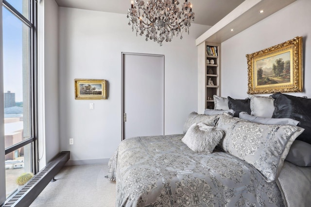 201 11th St Unit 1140, Minneapolis, MN 55403 - bedroom featuring carpet floors, recessed lighting, a baseboard heating unit, and a closet