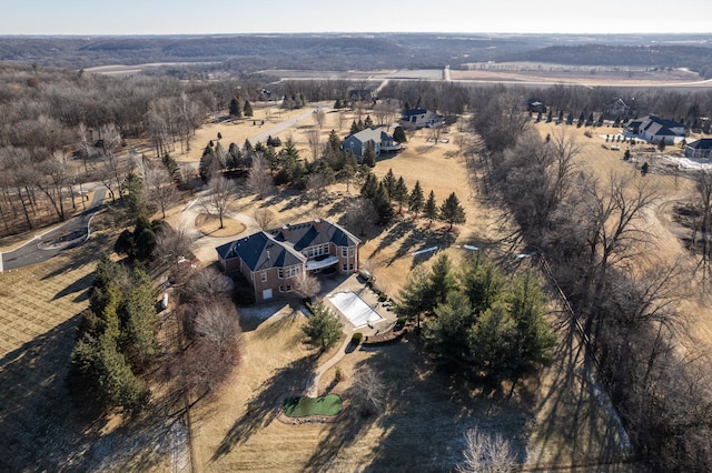 aerial view featuring a rural view