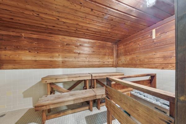 view of sauna / steam room with tile patterned flooring