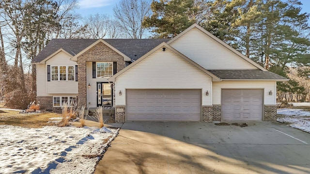 view of front of house with a garage