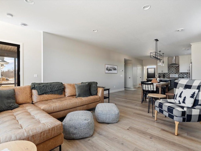 living room featuring light hardwood / wood-style flooring