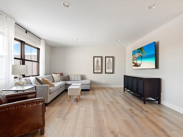 living room featuring light hardwood / wood-style flooring