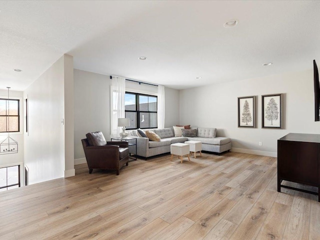 living room with light hardwood / wood-style floors