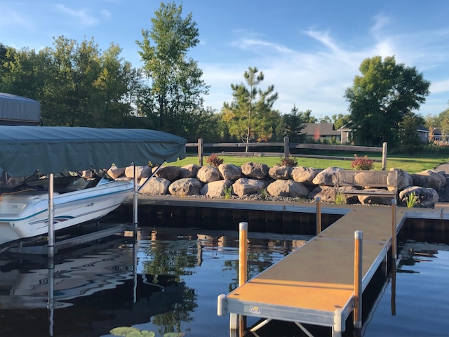 view of dock featuring a water view