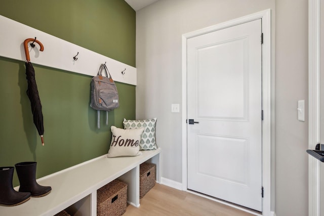 mudroom featuring light hardwood / wood-style flooring