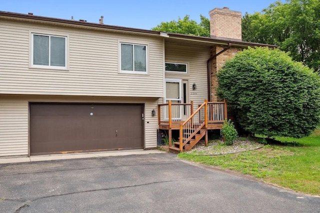 bi-level home with a garage