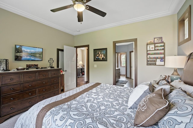 bedroom featuring ceiling fan