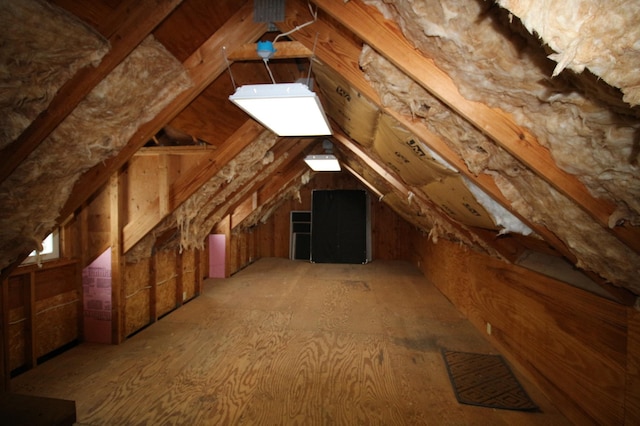 view of unfinished attic