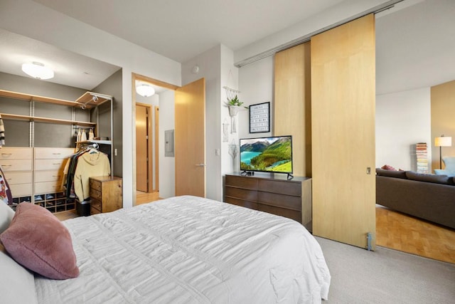 bedroom featuring a closet and carpet floors