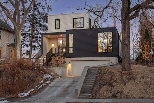 contemporary house featuring a garage