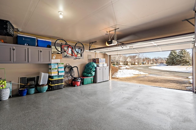 garage with a garage door opener