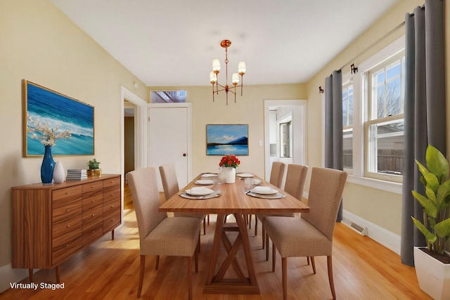 5421 30th Ave S, Minneapolis, MN 55417 - dining room featuring a chandelier and light hardwood / wood-style flooring