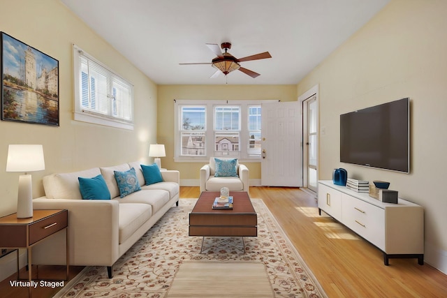 5421 30th Ave S, Minneapolis, MN 55417 - living room featuring ceiling fan, plenty of natural light, and light hardwood / wood-style floors