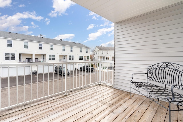 deck with a residential view