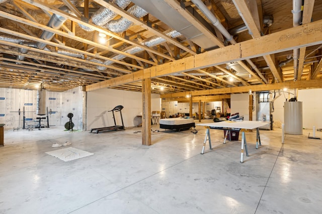 basement featuring water heater