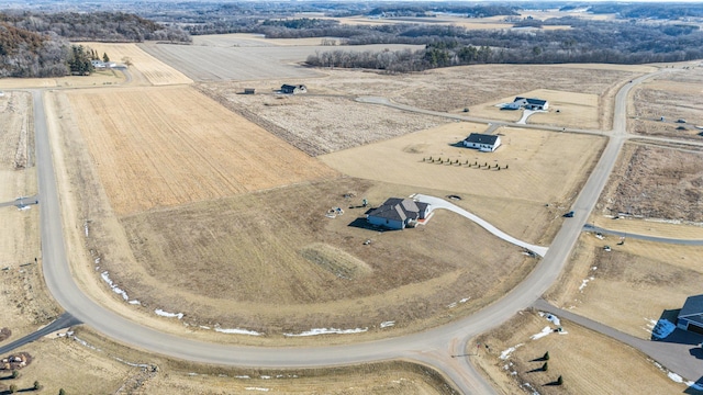 bird's eye view with a rural view