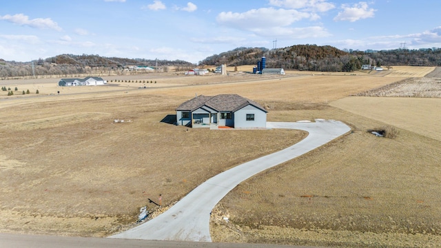 aerial view featuring a rural view