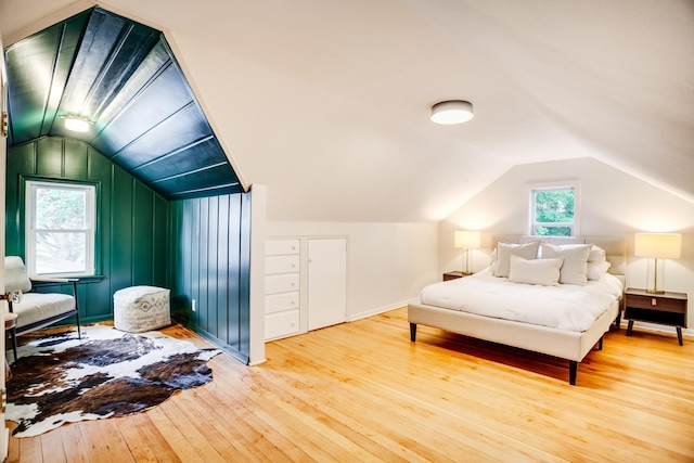 4415 Snelling Ave, Minneapolis, MN 55406 - bedroom featuring wood-type flooring and vaulted ceiling