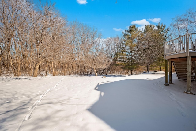 view of yard covered in snow