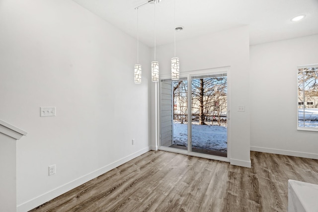 unfurnished dining area with wood-type flooring