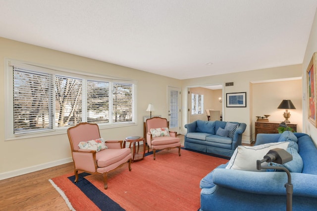 living room with hardwood / wood-style floors