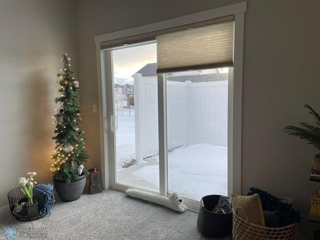 entryway with carpet