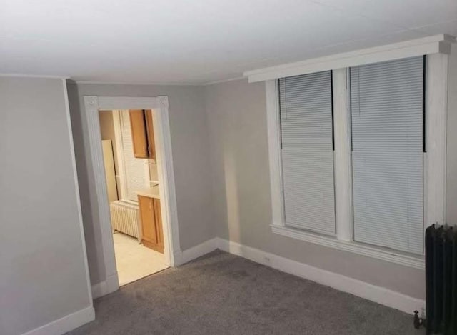 empty room with radiator and carpet