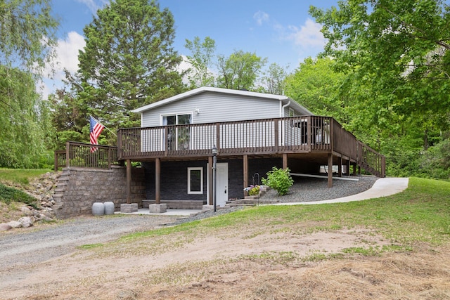 1524 Mulberry St, Taylors Falls, MN 55084 - back of property featuring a wooden deck and stairway
