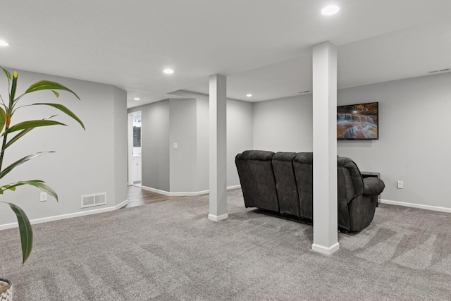 1524 Mulberry St, Taylors Falls, MN 55084 - finished basement featuring carpet floors, recessed lighting, and baseboards