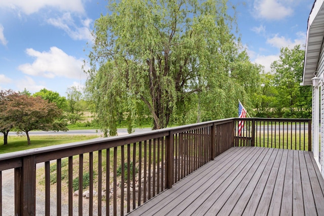 1524 Mulberry St, Taylors Falls, MN 55084 - wooden deck with a yard and view of scattered trees