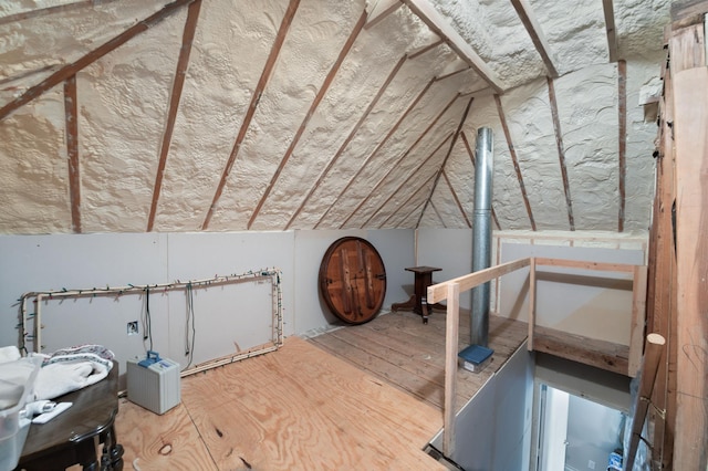 view of unfinished attic