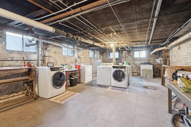 basement with washer and dryer