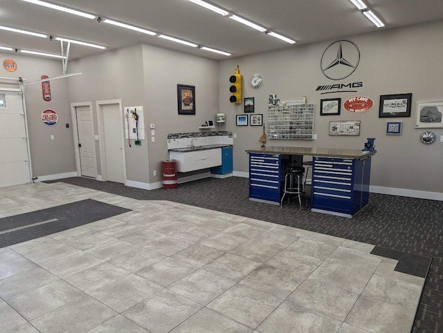 garage with baseboards