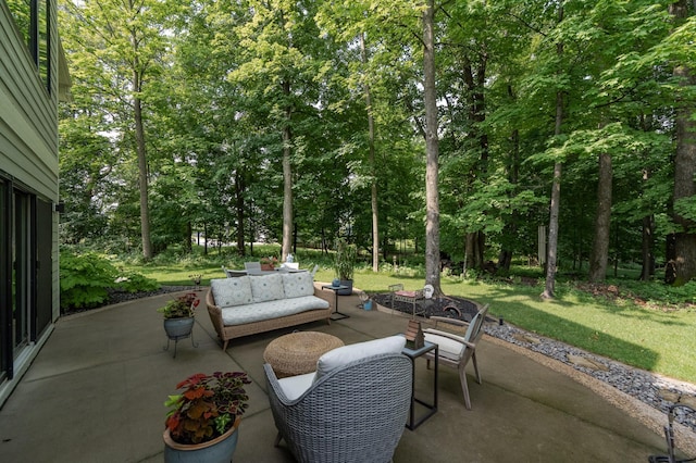 view of patio with an outdoor hangout area