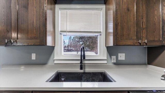 kitchen featuring sink and dark brown cabinetry