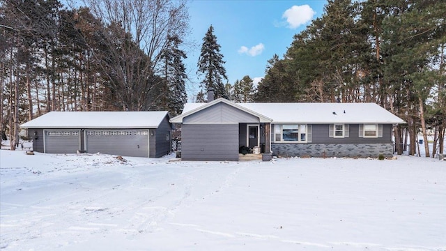 single story home with a garage