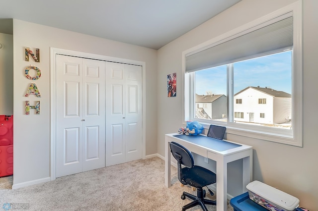 office space with light carpet