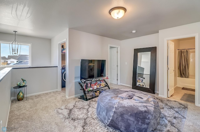 living room with light colored carpet