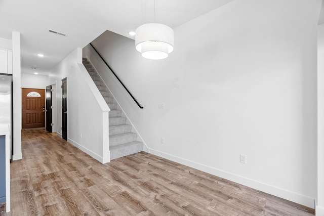 interior space with light hardwood / wood-style flooring