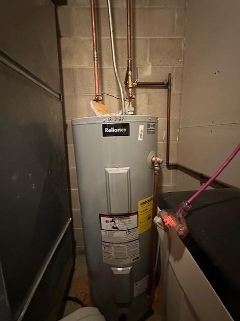 utility room featuring electric water heater