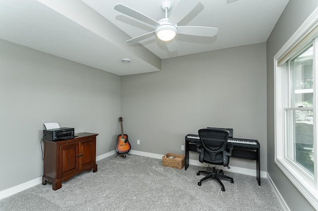 3942 Autumn Lake Ct SW, Rochester, MN 55902 - home office featuring light colored carpet and a ceiling fan