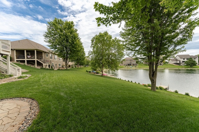 3942 Autumn Lake Ct SW, Rochester, MN 55902 - view of green lawn featuring a water view and stairs