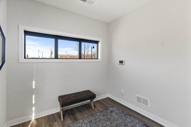 living area featuring dark hardwood / wood-style flooring