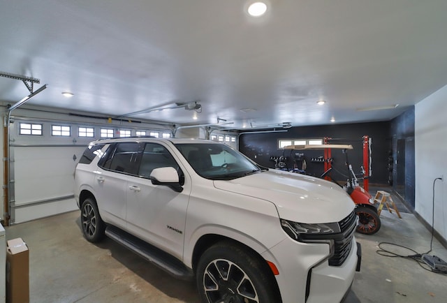 garage with a garage door opener