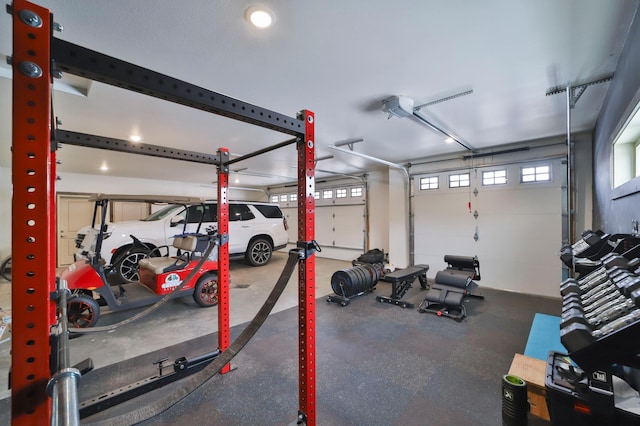 garage with a garage door opener